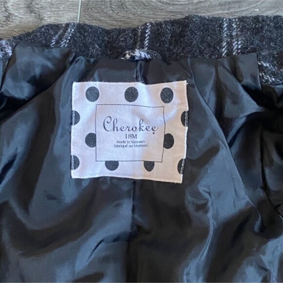 Cherokee Girls Plaid Peacoat Style Coat-Black/White-Size 18M-GUC - Picture 7 of 7